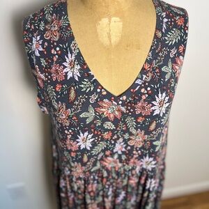LOFT floral v-neck sleeveless knit dress medium